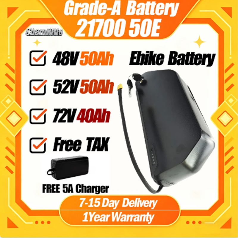 72V 50Ah 21700 Lithium Battery - Baterai Sepeda Listrik Polly Downtube Hailong