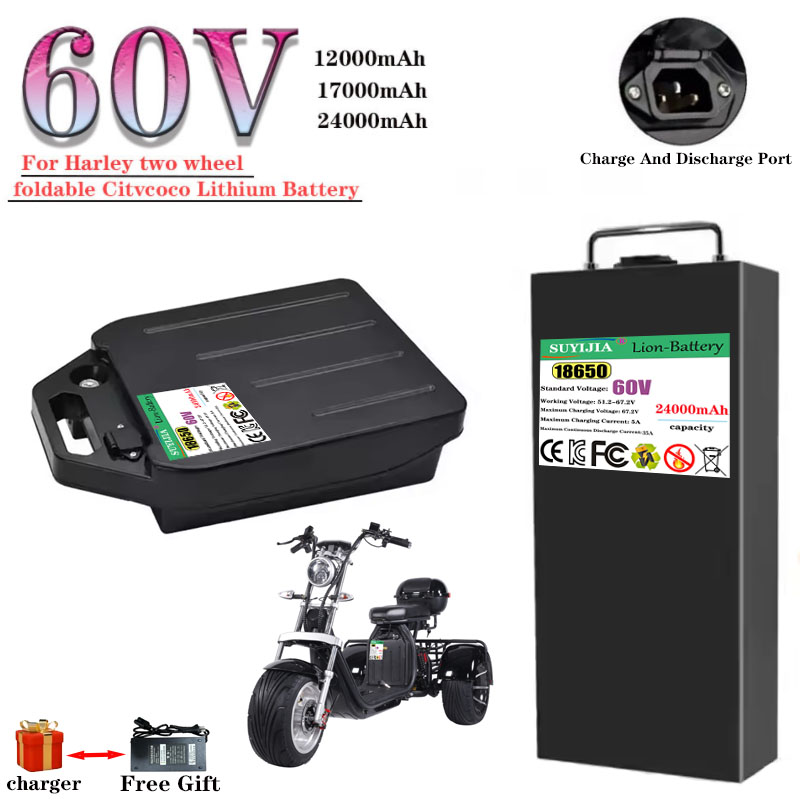 60V 50Ah Electric Scooter Battery - HarleyBatteryCitycocoElectricBattery 60V 12Ah/17Ah/24ah untuk Sepeda Motor