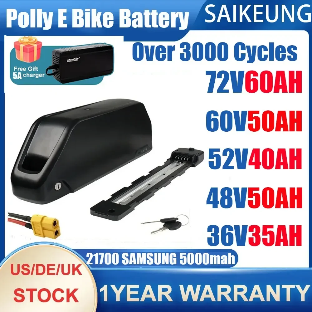 72V 50Ah 21700 Lithium Battery - Baterai sepeda listrik Downtube Hailong Polly
