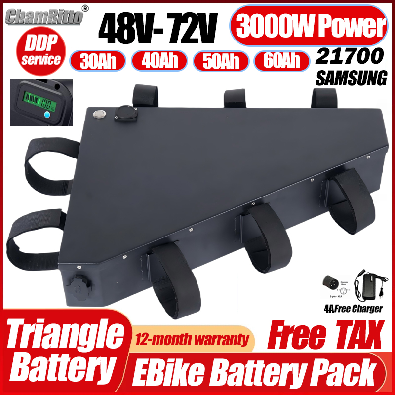 72V 50Ah 21700 Lithium Battery - Sepeda Listrik Baterai 36V 48V 52V