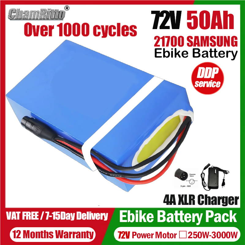Sepeda Listrik 72V cham-rider  - 72V 50Ah 21700 Lithium Battery ulasan dan harga